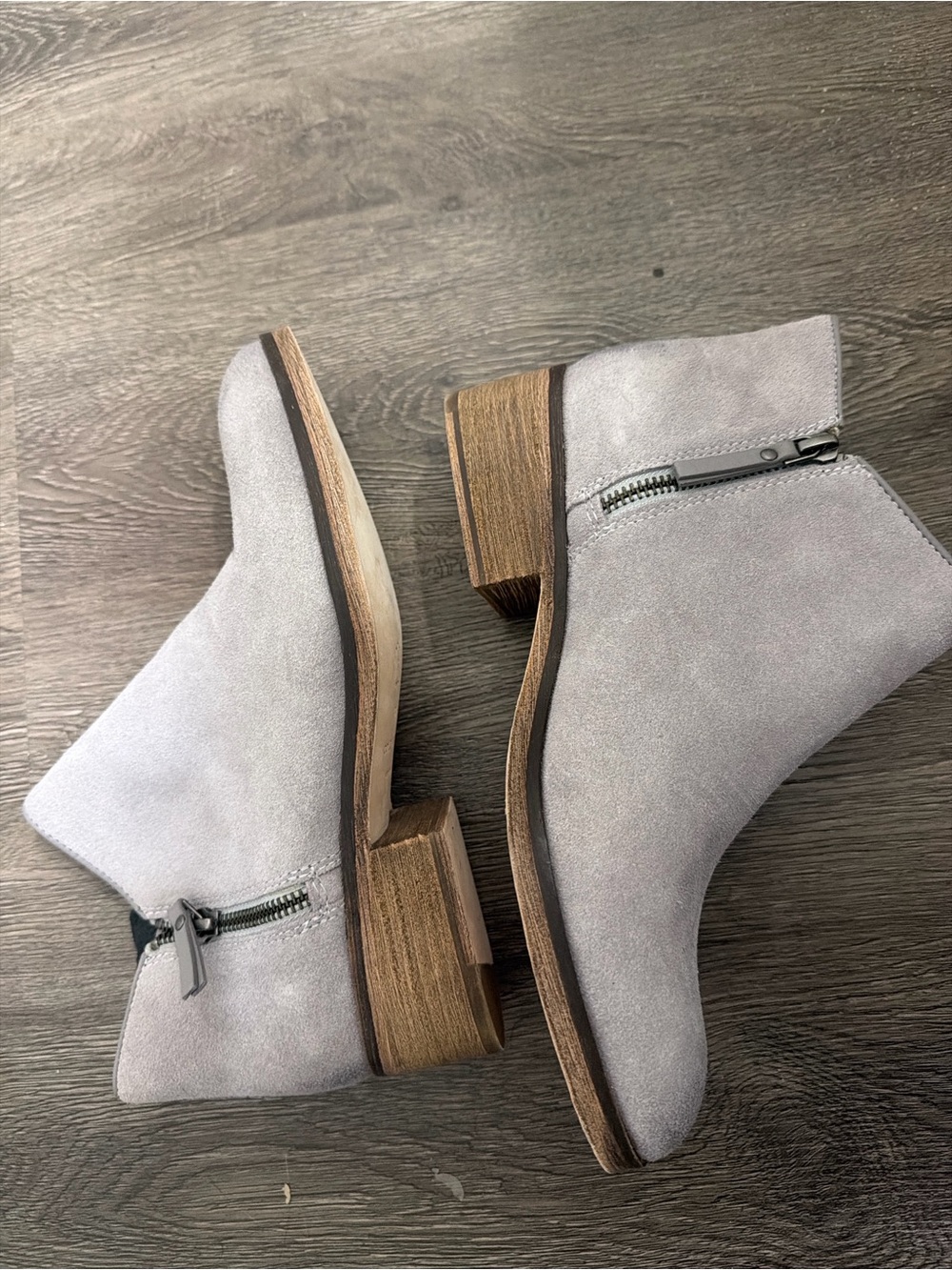 Cole Haan Gray Suede Ankle Boots Side Zip Block Heel Women’s 7B - Picture 6 of 9